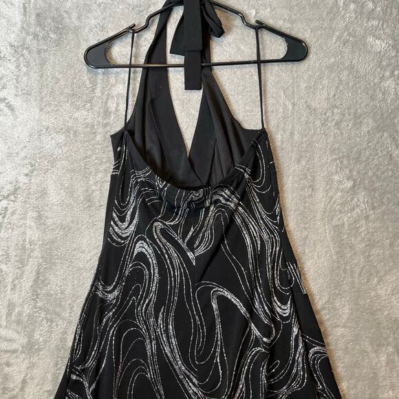 Vintage Y2K Asymmetrical Glitter Swirl Babydoll Halter Dress Sz Large Fairycore - Picture 3 of 6